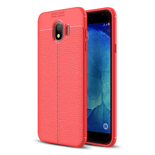 Samsung Galaxy J4 (2018) litsi tuntuinen pehmeä suojakotelo - Punainen