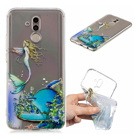 Huawei Mate 20 Lite läpinäkyvä kuviollinen joustava pehmeä silikooni muovinen takasuoja kuori - Merenneito