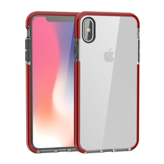 iPhone Xs Max Kaksi Värinen Iskukestävä Pehmeä Muovinen Takasuoja Kuori - Punainen/ Harmaa