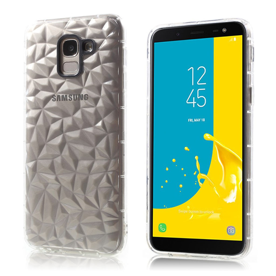 Samsung Galaxy J6 (2018) 3D Timantti Pinta Kuviollinen Muovinen Takasuoja Kuori - Transparentti
