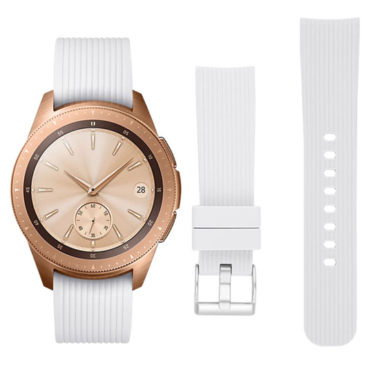 Samsung Galaxy Watch (42mm) raidallinen silikooni muovinen kellon vaihto ranneke - Valkoinen