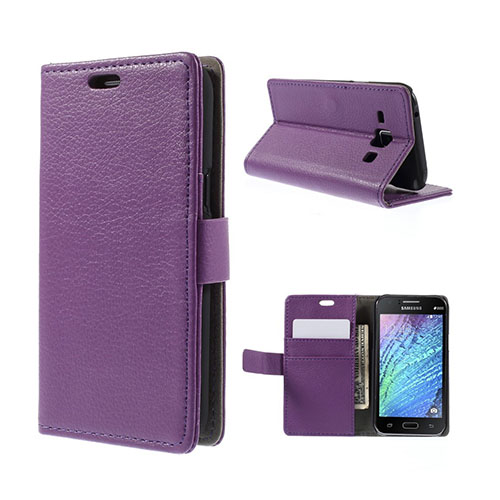 Mankell Samsung Galaxy J1 Nahkakotelo Korttitaskulla - Violetti