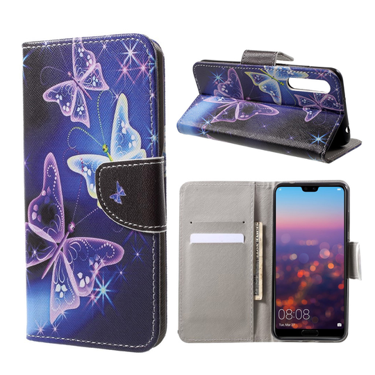Huawei P20 uniikki suojakotelo - Violetit perhoset