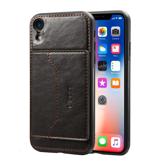 iPhone 9 Villihevos Rakenne Synteetti Nahka Takasuoja Korttipaikalla - Musta