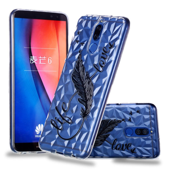 Huawei Mate 10 Lite 3D Muovinen Kohokuviollinen Timantti Rakenne Pintainen Takasuoja Kuori - Sulka Kynä