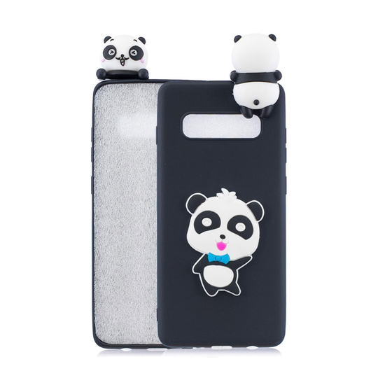 Samsung Galaxy S10 Plus 3D kuvio suojakotelo - Panda ja Sininen Rusetti