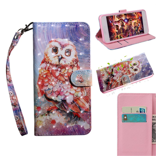 Huawei P30 Lite pattern leather case - Owl