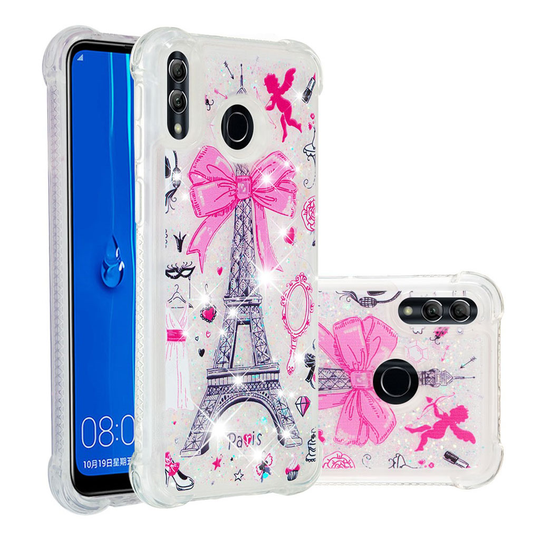 Huawei P Smart 2019 glitter shockproof case - Eiffel Tower with Bowknot