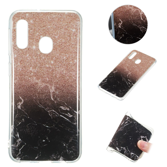 Marble Samsung Galaxy A20e kuoret - Luumu / musta marmori
