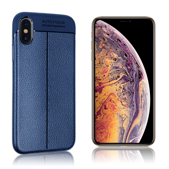 iPhone Xs Max liitsihedelmä jyvä rakenteinen silikooni muovinen takasuoja kuori - Sininen