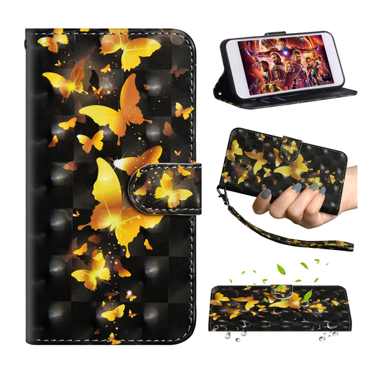 Huawei Y6 2019 patterned leather case - Gold Butterfly