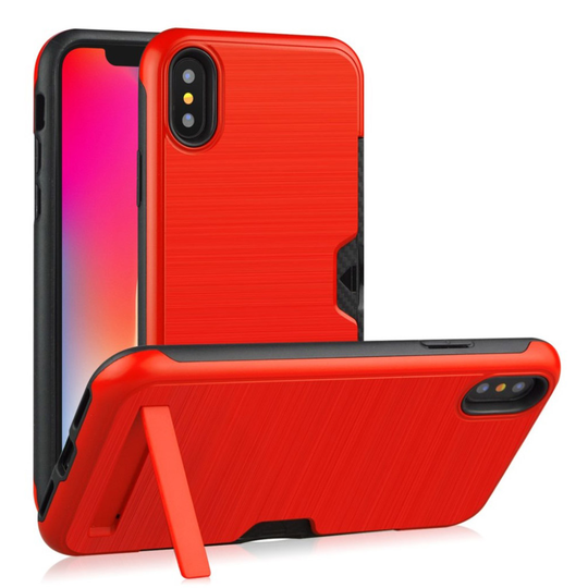 iPhone XS tuki harjattu Suojakotelo - Punainen