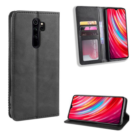 Bofink Vintage Xiaomi Redmi Note 8 Pro leather kotelot - Musta