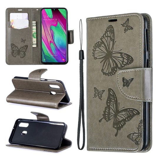 Butterfly Samsung Galaxy A40 kotelot - Harmaa