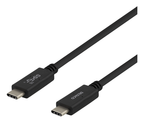 USB-C-kaapeli, 0,5 M, USB 3.1 Gen 2, E-Marker, 100 W, 5 A, Musta