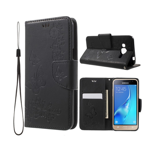 Moberg Samsung Galaxy J3 (2016) Nahkakotelo Läpällä - Musta