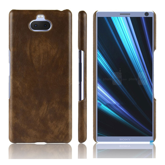 Sony Xperia 10 Plus litchi coated case - Brown