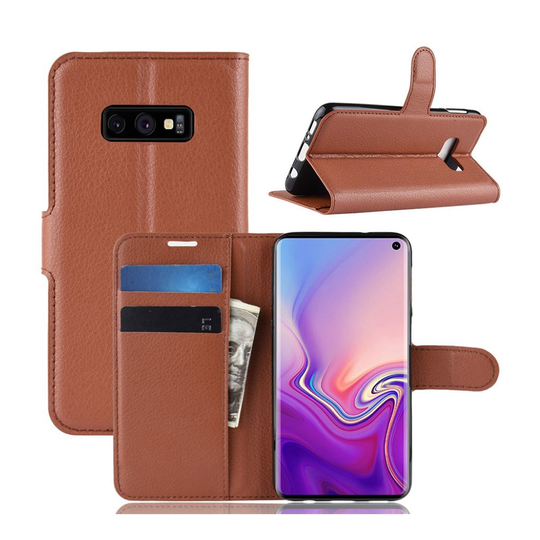 Samsung Galaxy S10e litsi nahkainen flip Suojakotelo - Ruskea