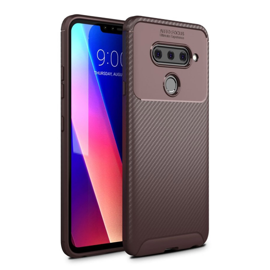 LG V40 ThinQ beetle series hiilikuitu suojakotelo - Ruskea