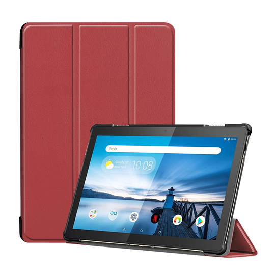 Lenovo Tab M10 tri-fold leather case - wine red