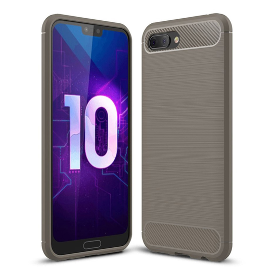 Huawei Honor 10 Harjattu Hiilikuitu Kova TPU Takasuoja Kuori - Harmaa