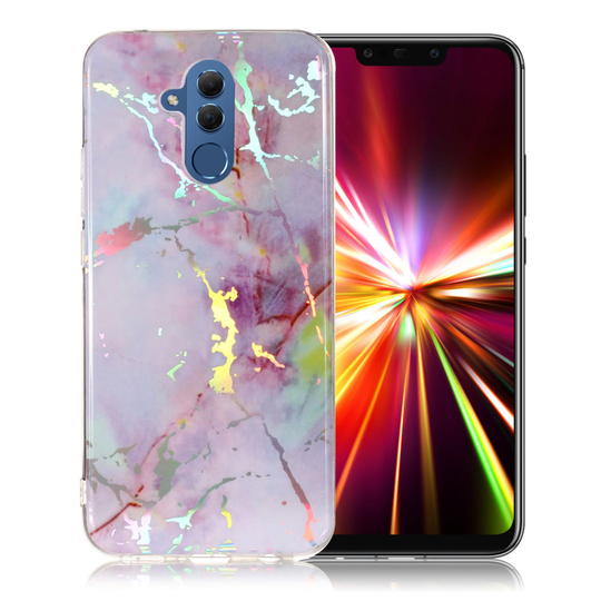 Huawei Mate 20 Lite IMD marmori kuviollinen metallinen silikooni kuviollinen joustava takasuoja kuori - Vaalean Violetti