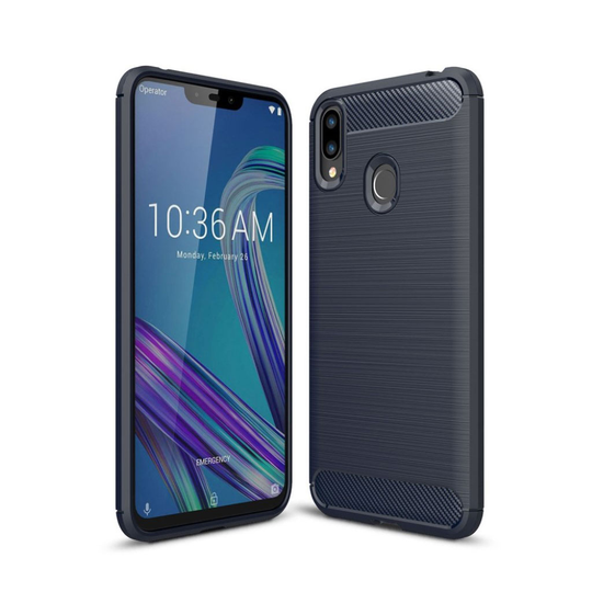 Asus ZenFone Max (M2) hiilikuitu pintainen harjattu suojakotelo - Tummansininen