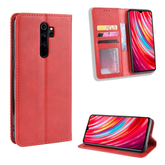 Bofink Vintage Xiaomi Redmi Note 8 Pro leather kotelot - Punainen