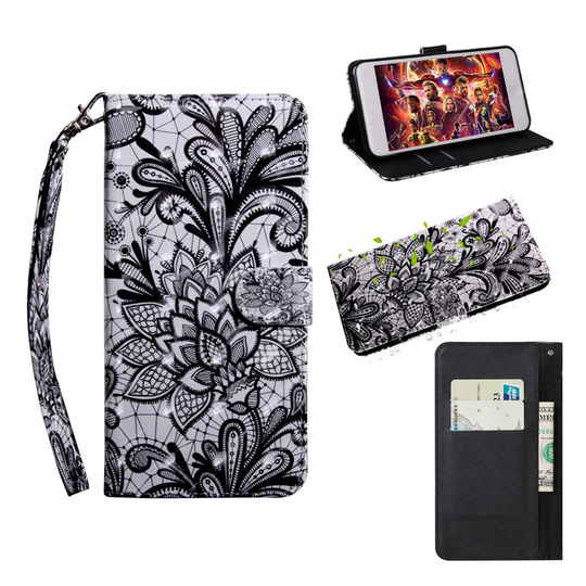 Samsung Galaxy A40 décor patterned leather case - Lace Flower