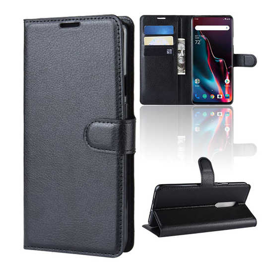 OnePlus 7 Pro litchi leather case - Black