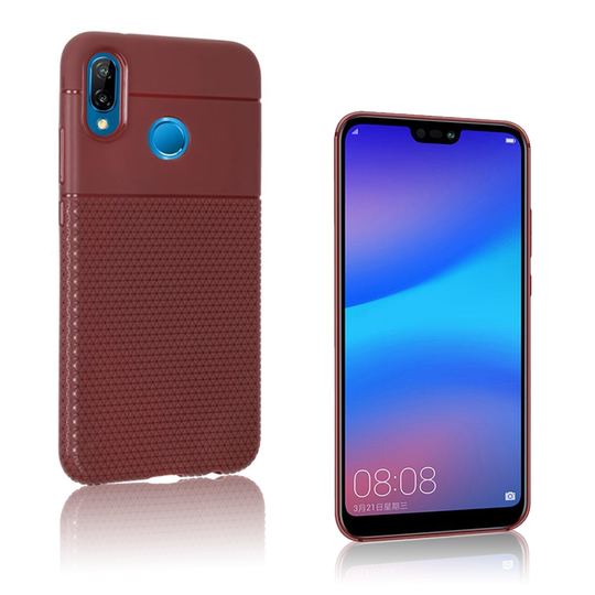 Huawei P20 Lite Ohut Muotoiltu Anti-Slip Pinnoitettu Muovi takasuoja Kuori - Ruskea