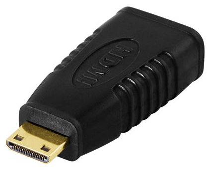 HDMI-sovitin, Mini HDMI Uros - HDMI Naaras, 19-pin, Kullatut Liittimet