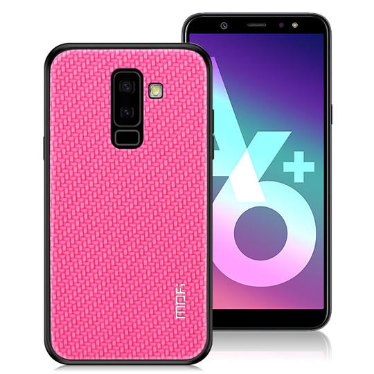 Samsung Galaxy A6 Plus (2018) MOFI Honor Kudottu Pintainen Synteetti Nahkainen Takasuoja Kuori Muovista - Ruusu