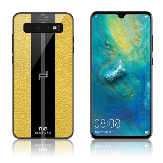 NXE LELCA Samsung Galaxy S10e lasi pintainen suojakotelo - Keltainen