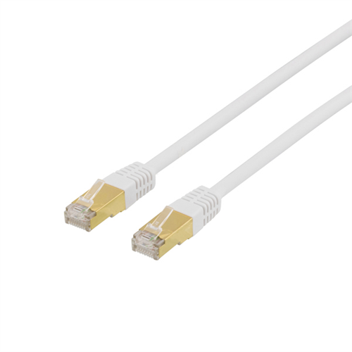 S/FTP Cat7 -laitekaapeli, 0,5 M, 600 MHz, Delta-sertifioitu, LSZH, RJ45-liittimet, Valkoinen