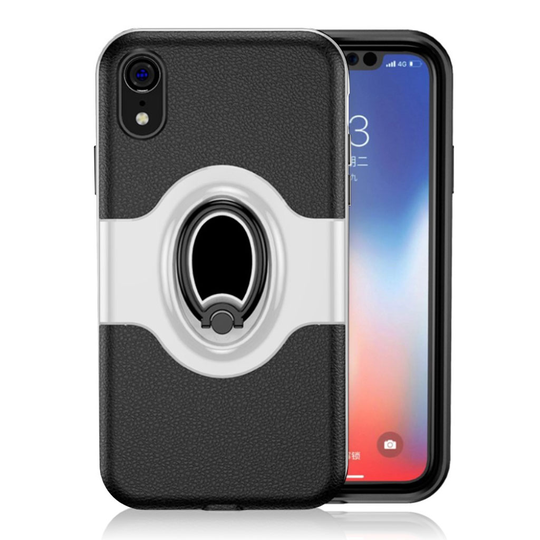 iPhone 9 Sormirengas Jalkatuella Varustettu Kova Muovi Takasuoja Kuori - Hopea
