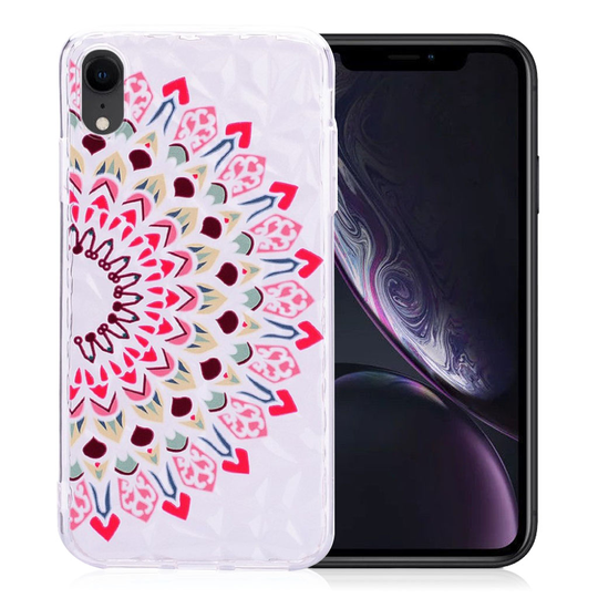 iPhone 9 Kuviollinen 3D Timantti Rakenne Pintainen Joustava Muovinen Suojakuori - Pinkki Mandala