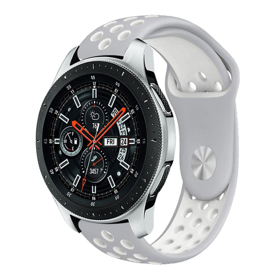 Samsung Galaxy Watch (46mm) kaksisävyinen ontto silikooni muovinen kellon vaihto ranneke - Valkoinen/ Harmaa