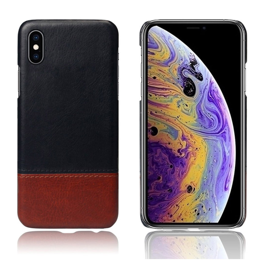 KSQ iPhone XS kaksisävyinen liitetty nahkainen suojakotelo