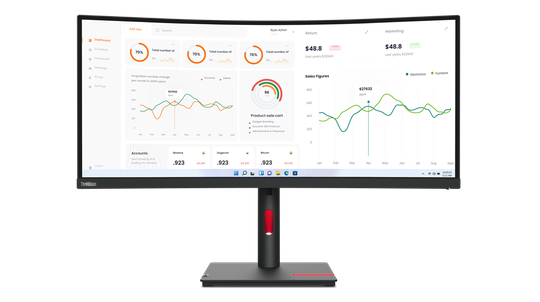 LENOVO 34.0" T34W-30 CURVED WQHD 3440X1440 21:9 HDMI/DP/USB-C(75W)/RJ45