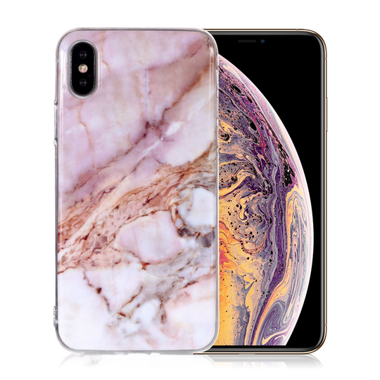 iPhone Xs Max IMD marmori kuviollinen silikooni muovinen pehmeä takasuoja kuori - Tyyli E