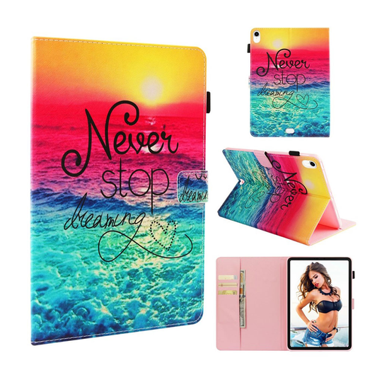 iPad Pro 11 inch (2018) synteetti nakainen suojakotelo missä kuvio ja kortti paikat - Never Stop Dreaming