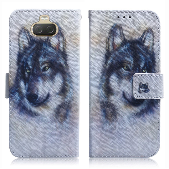 Sony Xperia 10 Plus patterned leather case - Black and White Wolf