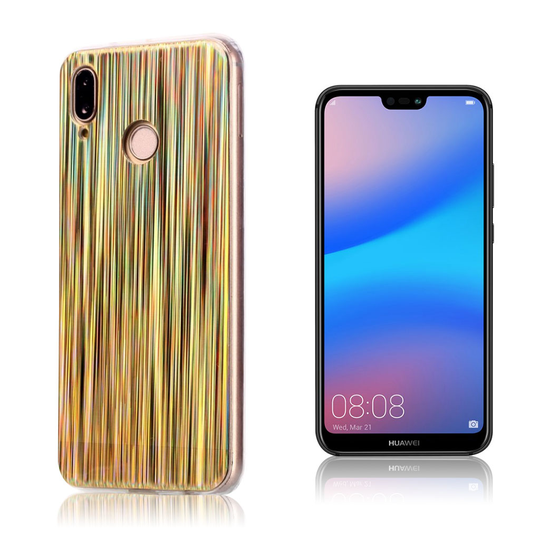Huawei P20 Lite Värikäs Laaseri Kaiverrus Kuvioitu IMD TPU Takasuoja Kuori - Kullatut Raidat