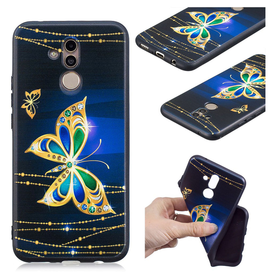 Huawei Mate 20 Lite kohokuviollinen pehmeä silikooni muovinen takasuoja kuori - Kimaltelevat Perhoset
