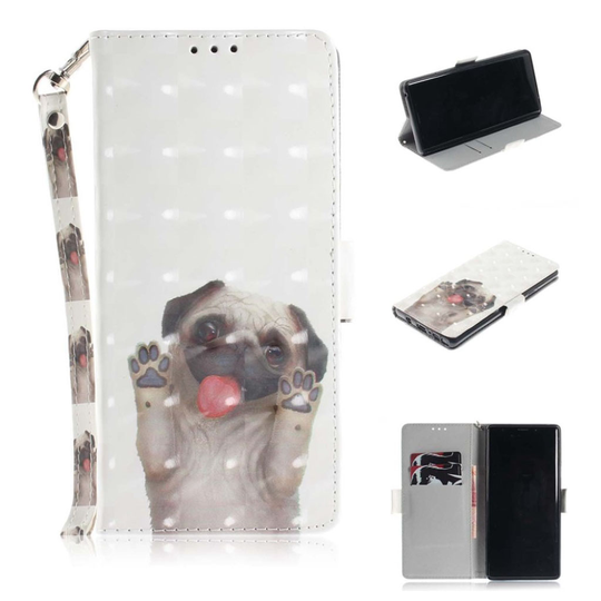Samsung Galaxy Note9 patterned leater flip case - Dog Waving Paws