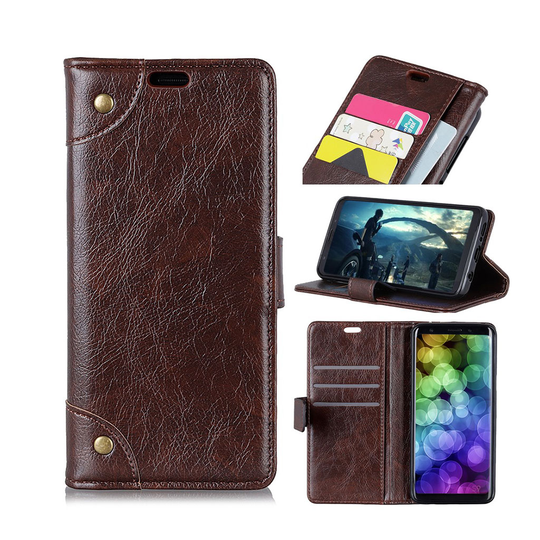 Huawei P30 Lite nappa pintainen nahkainen suojakotelo - Kahvi