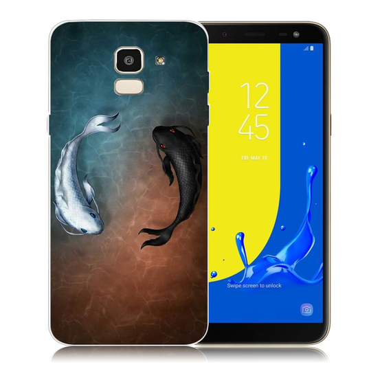 Samsung Galaxy J6 (2018) Kuviollinen Printattu Pehmeä Muovi Takasuoja Kuori - Musta Ja Valkoinen Kala