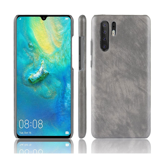 Huawei P30 Pro litsi pintainen nahkainen suojakotelo - Harmaa