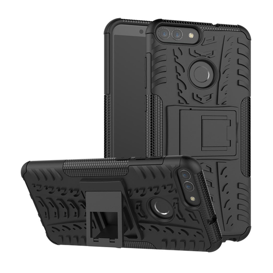 Huawei P Smart luistamaton silikoni hybridi suojakotelo - Musta